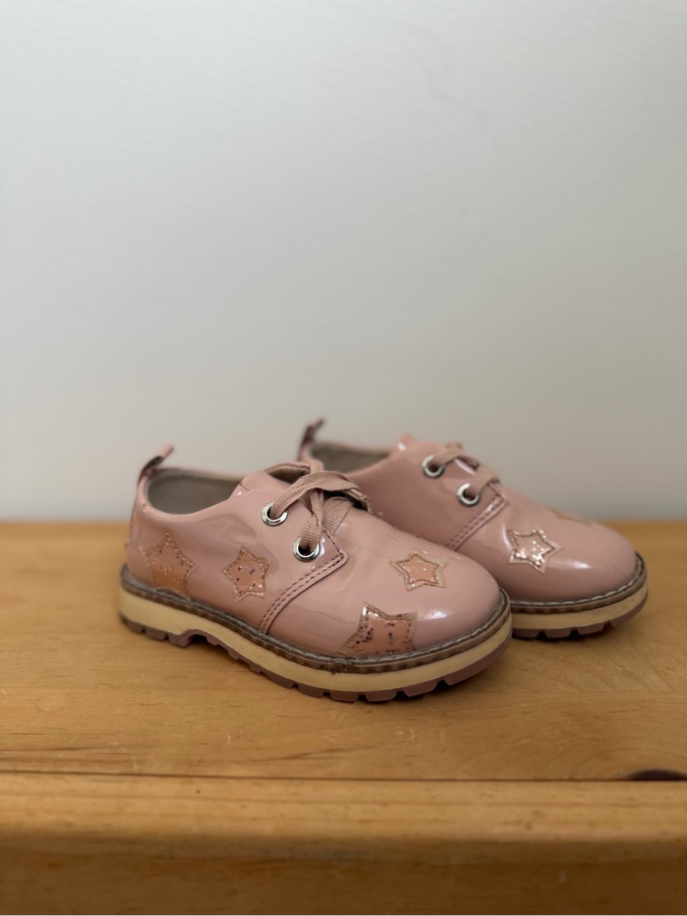 Zara Kids Pink Patent Star Lace-Up Oxford Shoes (Size EU23/US7)